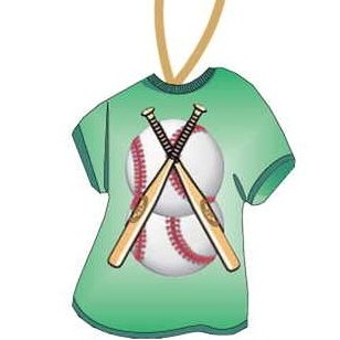 Baseballs & Bats Promotional T-Shirt Ornament w/ Black Back (4 Square Inch)