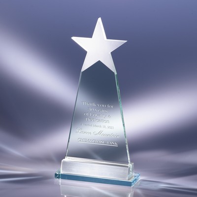 Jade Glass North Star Award with Brushed Silver Base