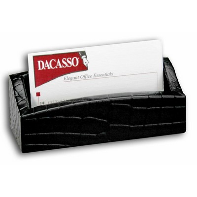 Crocodile Embossed Black Leather Business Card Holder