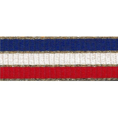 "V" Neck Ribbon - Red/White/Blue - Snap Clip - 1-1/2" Wide x 32" Long