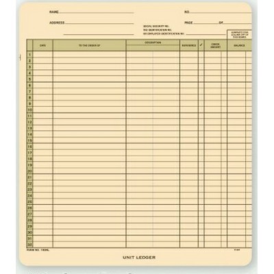 One-Write® Accounts Payable Ledger Card