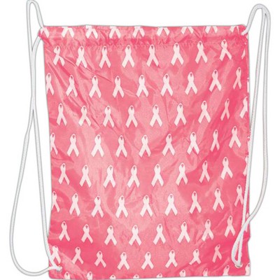 Pink Ribbon Drawstring Backpack