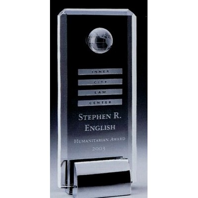 Medium Crystal Globe Tower Award (3½"x2"x8¼")