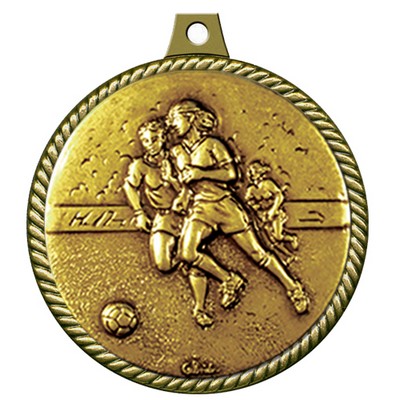 Stock Medal w/ Rope Border (Soccer Female) 2 1/4"