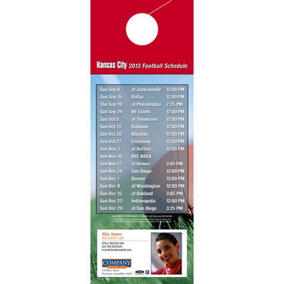 Kansas City Pro Football Schedule Door Hanger (4"x11")