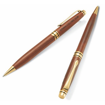 Impella™ Wood Twist Action Ballpoint Pen & Pencil Set