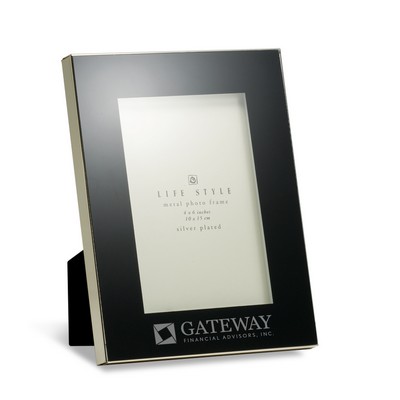 Black Glass Photo Frame with Shiny Nickel Detail (4"x6" Photo)