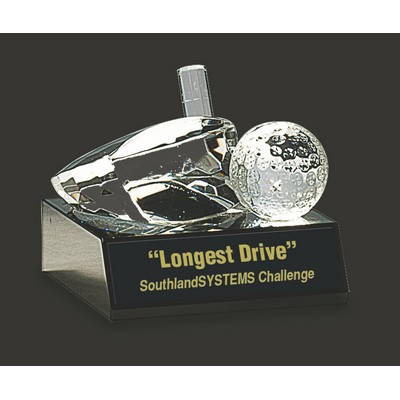 Drive Crystal Golf Club/Ball Award - 4" X 3''