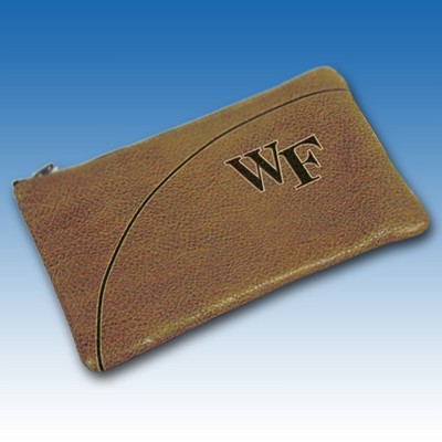 Custom Genuine Leather 7"x4" Golf Valuables Pouch (4 Color/ 1 Side)