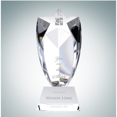 Rising Star Optical Crystal Award w/Slant Base