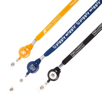 1/2" Flat Polyester Lanyard with Badge Reel