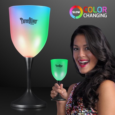 8 Oz. Imprinted LED Wine Glass w/ Classy Black Base - Domestic Print