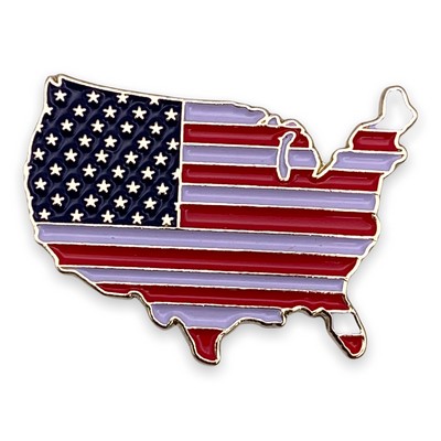 US Map Flag Lapel Pin