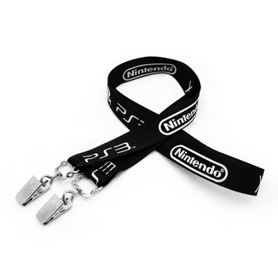 3/4" Silkscreened Flat Lanyard w/ Double Standard Attachment