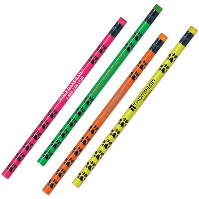 Assorted Neon Paw Print Foil Pencils