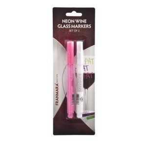 White & Pink Neon Wine Glass Markers