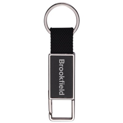 Snap On Double Sided Black Rectangle Metal Key Chain