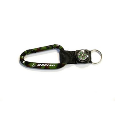 8cm Camouflage Aluminum Carabiner w/Compass & Key Ring