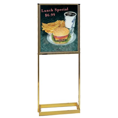 Single Frame Poster Stand W/ Polished Brass Finish - 22"x 28"