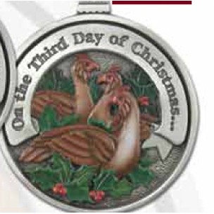 Twelve Days of Christmas 3D Gallery Print Mini Ornament (Day 3 - Three French Hens)