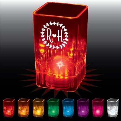 2 Oz. Blinking Square Shot Glass w/ Single LED