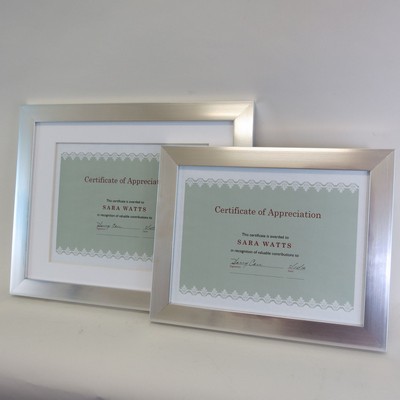 Silver Polymer Certificate Frame - 8.5x11