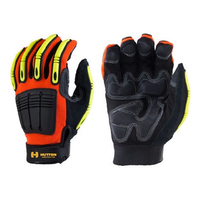 Deluxe mechanics glove, grip palm, rubber knuckle guards