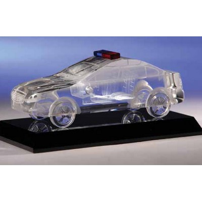 Crystal Police Car on Black Base