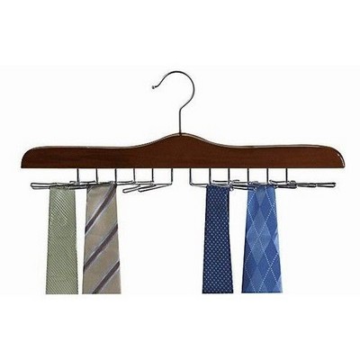 Wooden Walnut & Chrome Tie Hanger