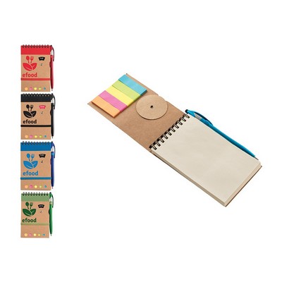 Cardboard Spiral Top Bound Jotter with Pen - 3.6 x 5.75