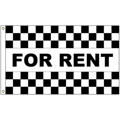 For Rent Black & White Checkered 3' x 5' Message Flag with Heading and Grommets