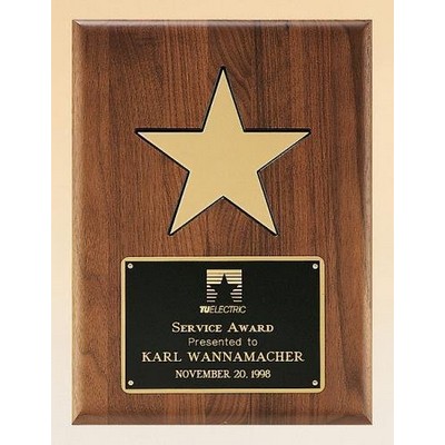 American Walnut Plaque with Gold Star 9 x 12"