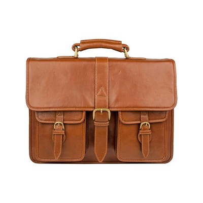 Ranchero Leather Workbag w/Exterior Flap Pockets