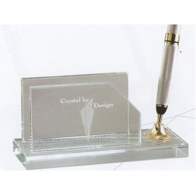 Jade Glass Pen Set w/Business Card Holder & 1 Pearl White Pen