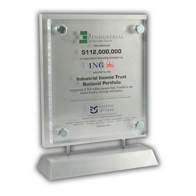 Acrylic Lucite® Embedment Award on Aluminum Base (5 1/2" x 6 1/4" x 1/2")