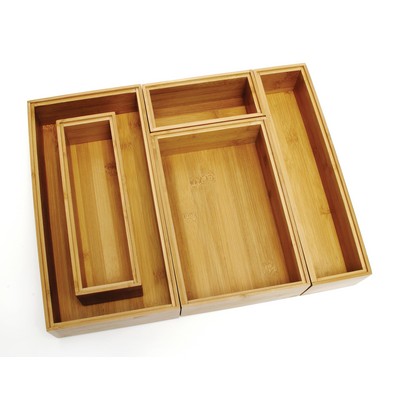 Bamboo 5 Piece Set of Organizer Boxes