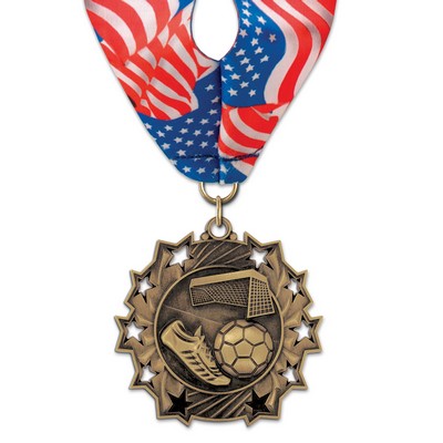 2 1/4" Soccer TS Medal w/ Stock Millennium Neck Ribbon