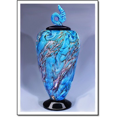 Glacier Dragon Flame Art Glass Vase w/o Marble Base (4.25"x8")