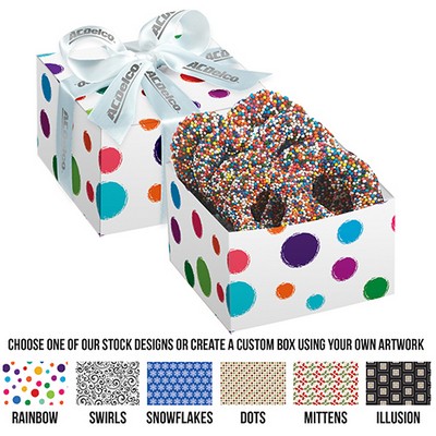 Gala Gift Box w/ 4 Chocolate Covered Pretzel Knots w/ Rainbow Nonpareils