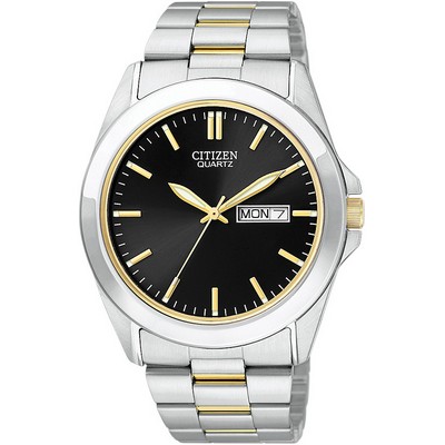 Citizen Men's Quartz Watch, Two-tone Stainless Steel with Black Dial