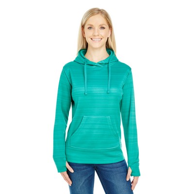 J AMERICA Ladies' Odyssey Striped Poly Fleece Lapover Hood