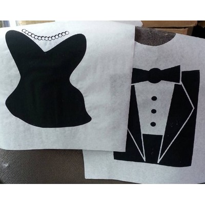 Stock Tuxedo Fancy Dress Design Cake Bibs w/Ties, sold per pair