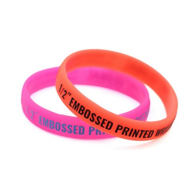 Embossed Printed 1" Silicone Wristbands