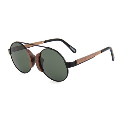 Rounded Ebony Wood Sunglasses