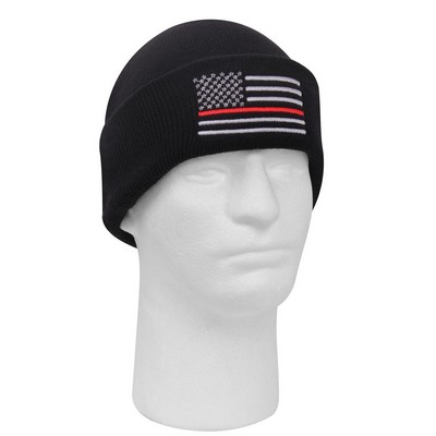 Thin Red Line Flag Deluxe Embroidered Watch Cap