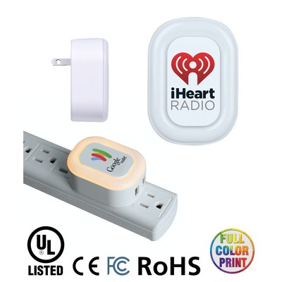 Union Printed - USB Wall Charger with LED Night Light - Full Color Print