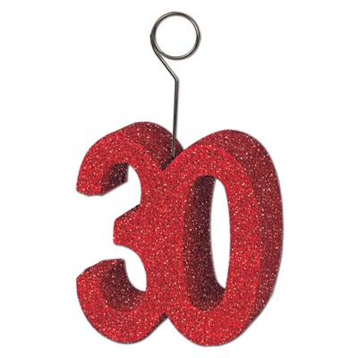 Red Glittered Number Photo/ Balloon Holder