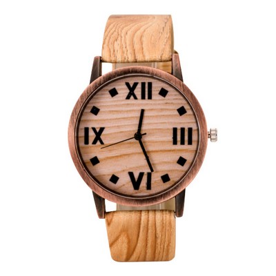 Zebra Wood & PU Watch