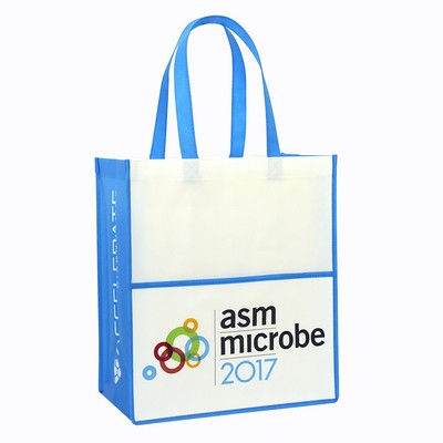 Custom 120g Laminated Non-Woven PP Tote Bag w/Front Compartment 13"x15"x8"