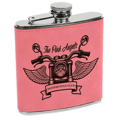 Pink Leatherette Stainless Steel Flask